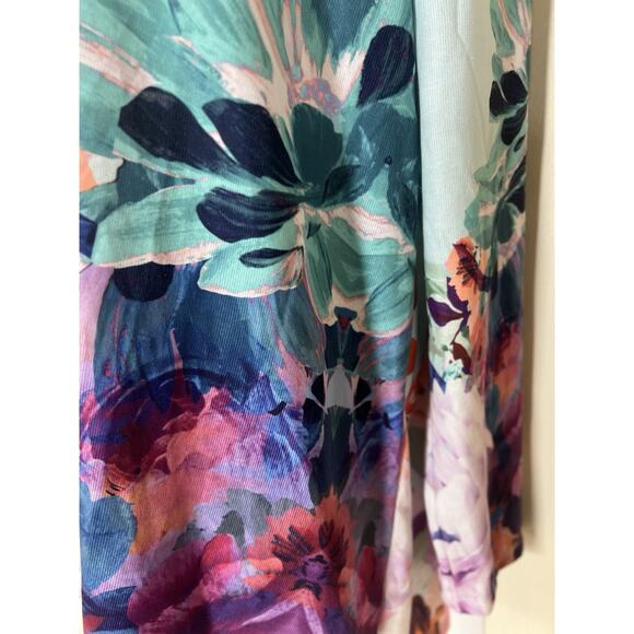 Soft Surroundings Floral Tunic Top Pasaia Aqua Stretch Long Sleeve Women’s Sz 1X - Picture 7 of 11